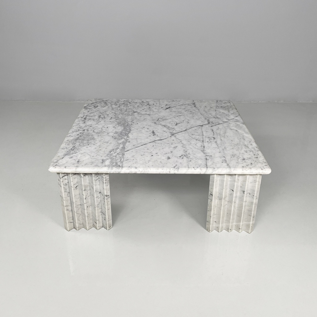 Tavolo da caffè in marmo bianco, 1980 ca.