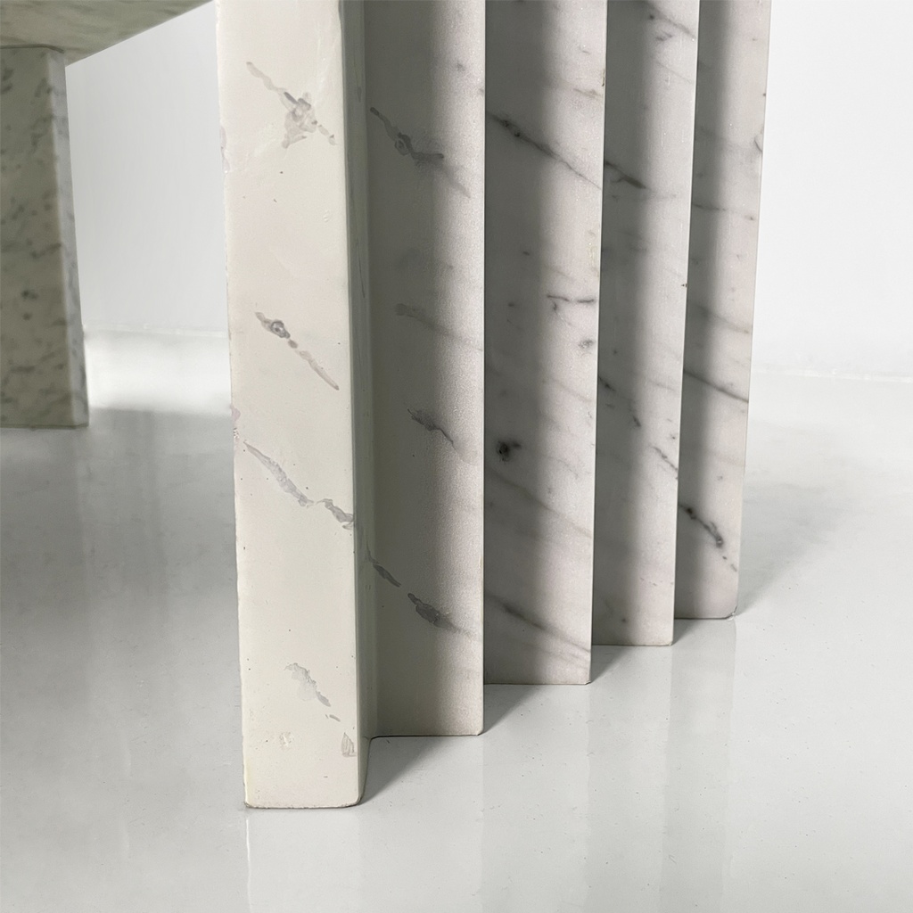 Tavolo da caffè in marmo bianco, 1980 ca.