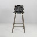 Sgabelli in metallo e pelle nera, 1970 ca.