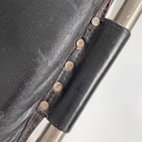 Sgabelli in metallo e pelle nera, 1970 ca.