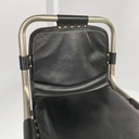 Sgabelli in metallo e pelle nera, 1970 ca.