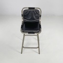 Sgabelli in metallo e pelle nera, 1970 ca.