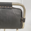 Sgabelli in metallo e pelle nera, 1970 ca.