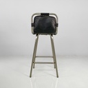 Sgabelli in metallo e pelle nera, 1970 ca.