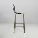 Sgabelli in metallo e pelle nera, 1970 ca.