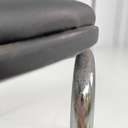 Sedie in acciaio e similpelle nera, 1970 ca.