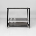 Carrello in acciaio e metallo nero, 1980 ca.