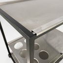 Carrello in acciaio e metallo nero, 1980 ca.