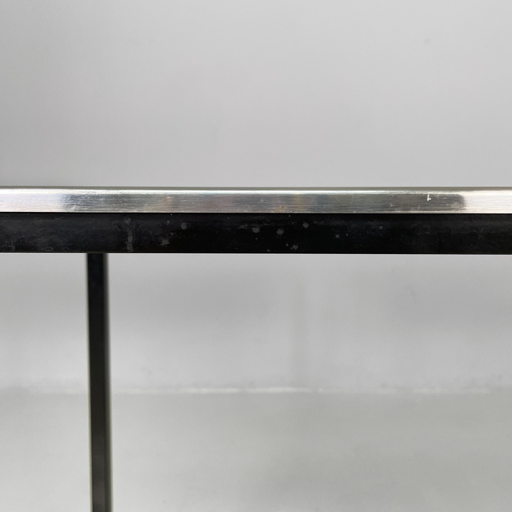 Carrello in acciaio e metallo nero, 1980 ca.