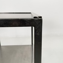 Carrello in acciaio e metallo nero, 1980 ca.