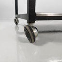 Carrello in acciaio e metallo nero, 1980 ca.