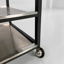Carrello in acciaio e metallo nero, 1980 ca.