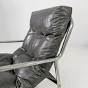 Poltrone in metallo e pelle nera sintetica, 1970 ca.