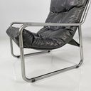 Poltrone in metallo e pelle nera sintetica, 1970 ca.