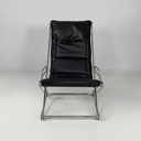 Poltrona in pelle e acciaio, 1970 ca.