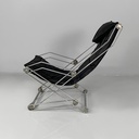 Poltrona in pelle e acciaio, 1970 ca.