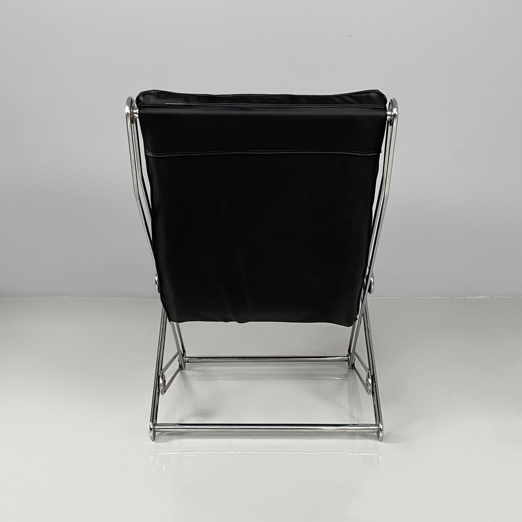 Poltrona in pelle e acciaio, 1970 ca.