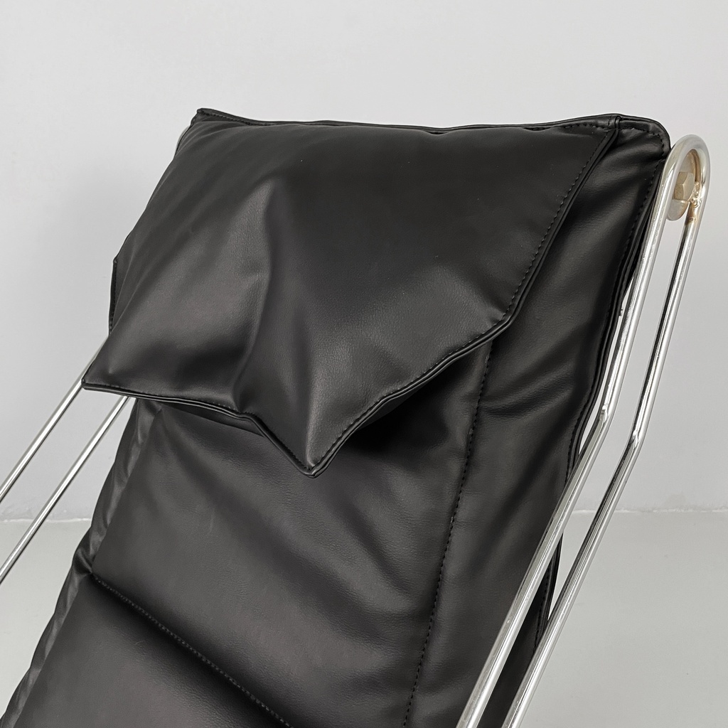 Poltrona in pelle e acciaio, 1970 ca.