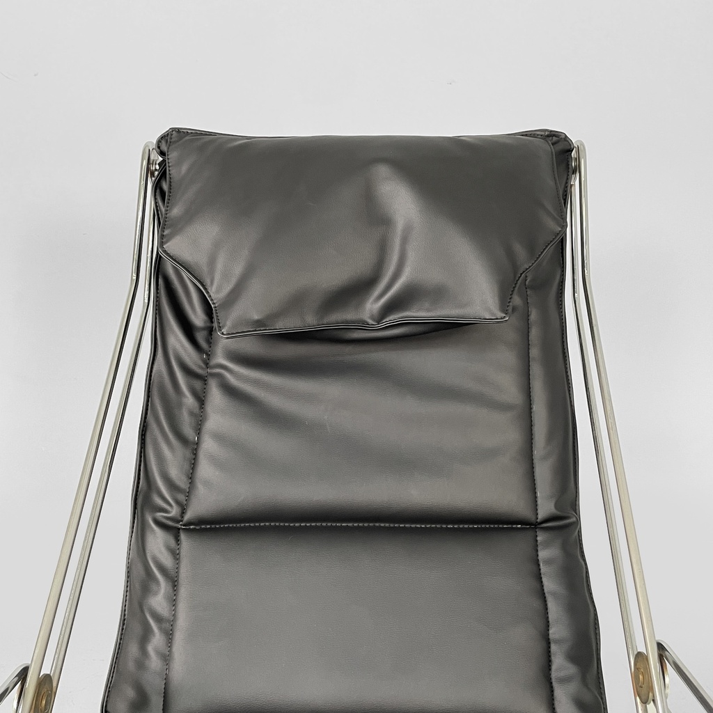 Poltrona in pelle e acciaio, 1970 ca.