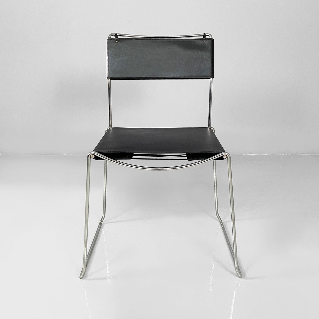 Sedie in pelle e acciaio, 1980 ca.