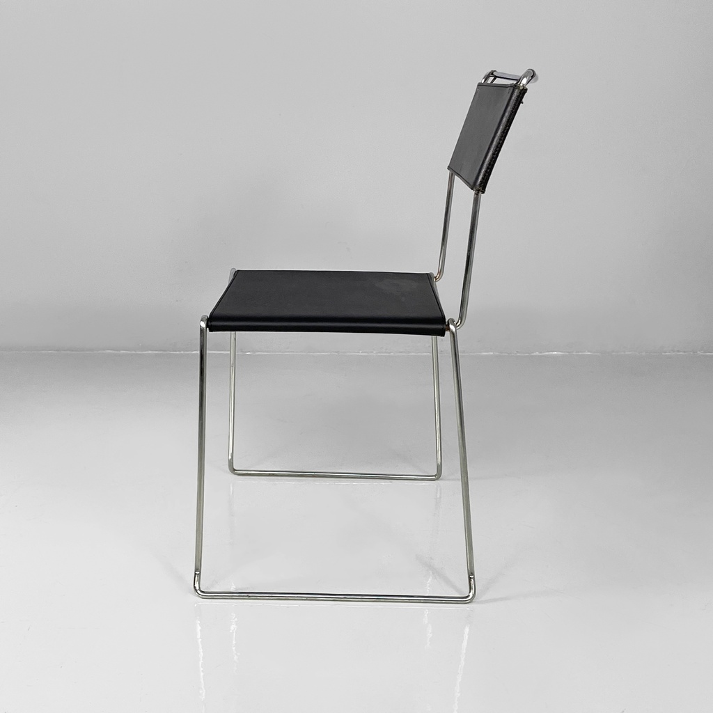 Sedie in pelle e acciaio, 1980 ca.