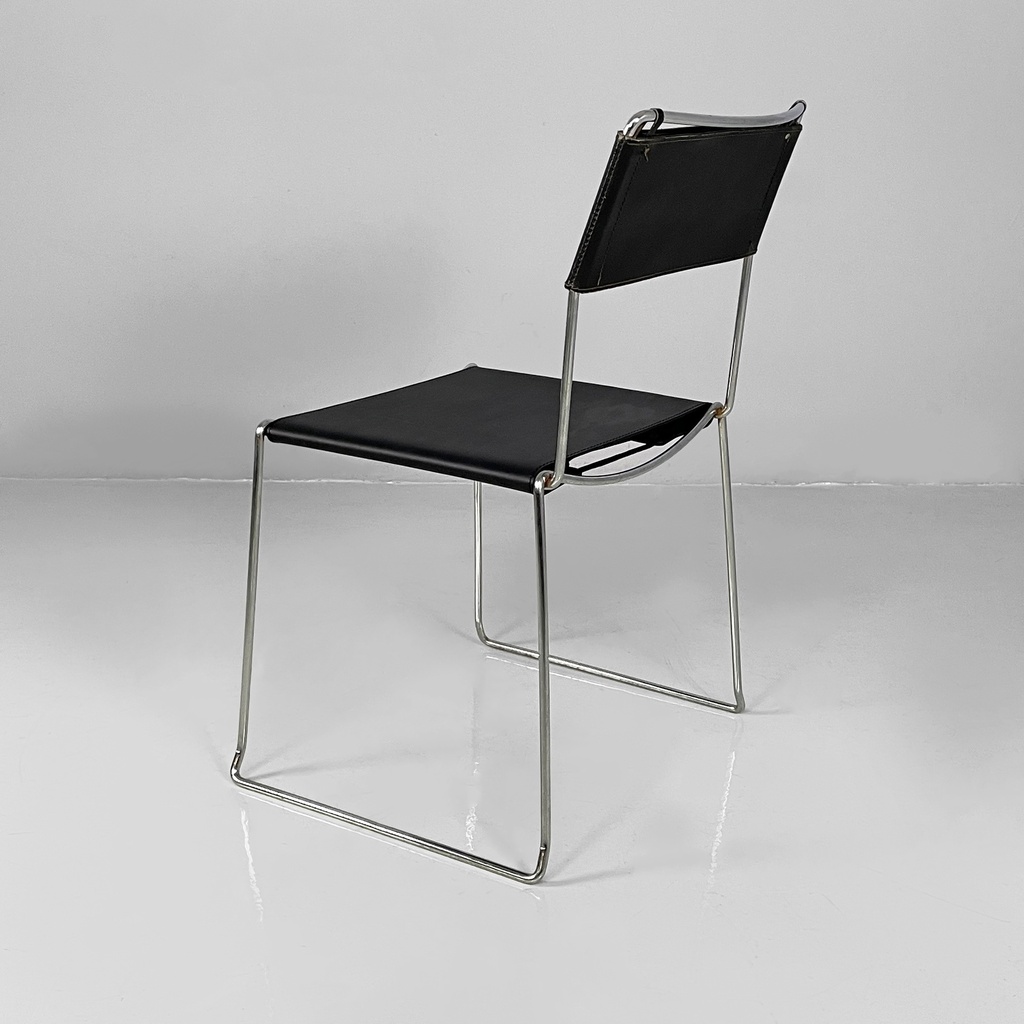 Sedie in pelle e acciaio, 1980 ca.