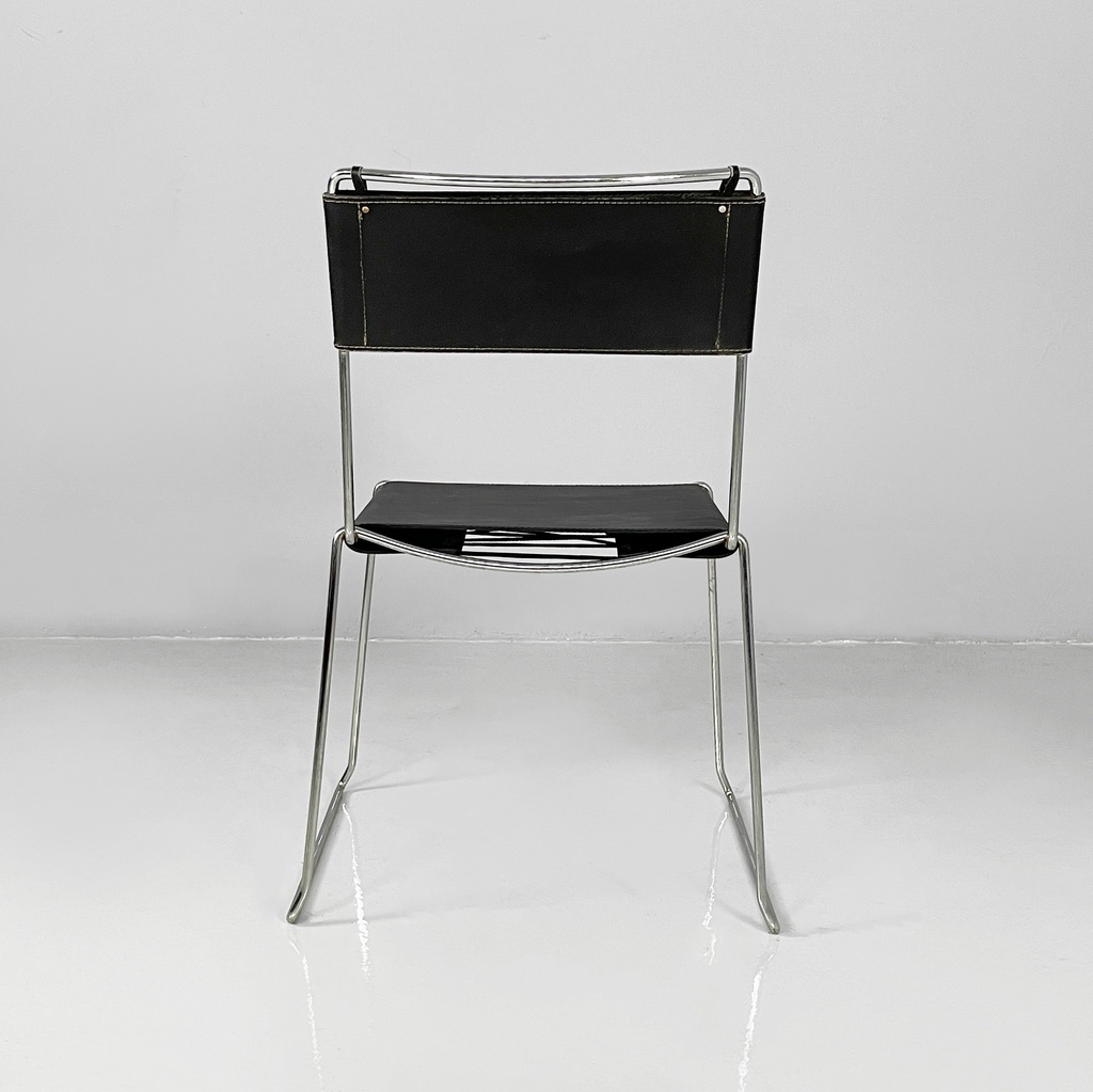 Sedie in pelle e acciaio, 1980 ca.