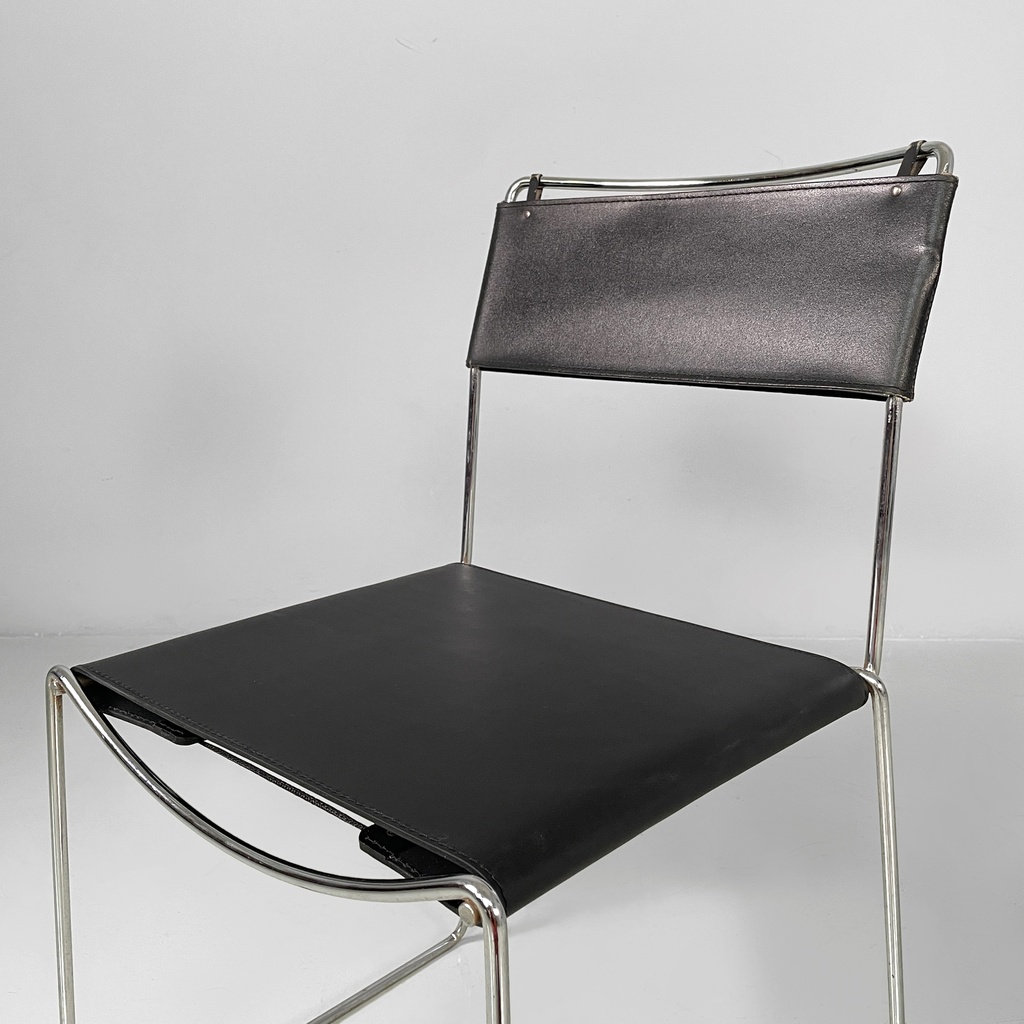 Sedie in pelle e acciaio, 1980 ca.