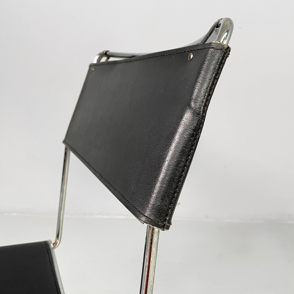 Sedie in pelle e acciaio, 1980 ca.