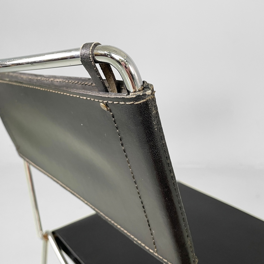 Sedie in pelle e acciaio, 1980 ca.