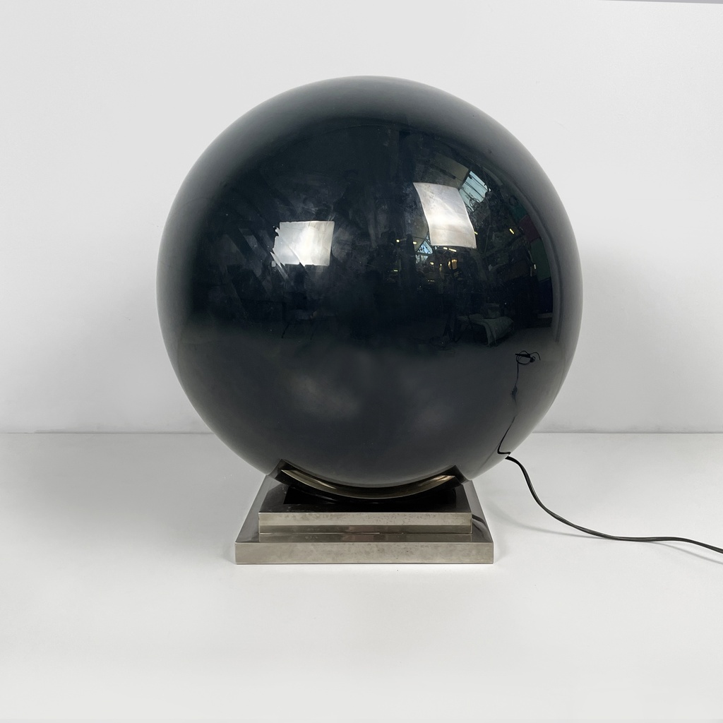 Lampada da tavolo in vetro e acciaio, 1970 ca.