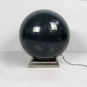 Lampada da tavolo in vetro e acciaio, 1970 ca.