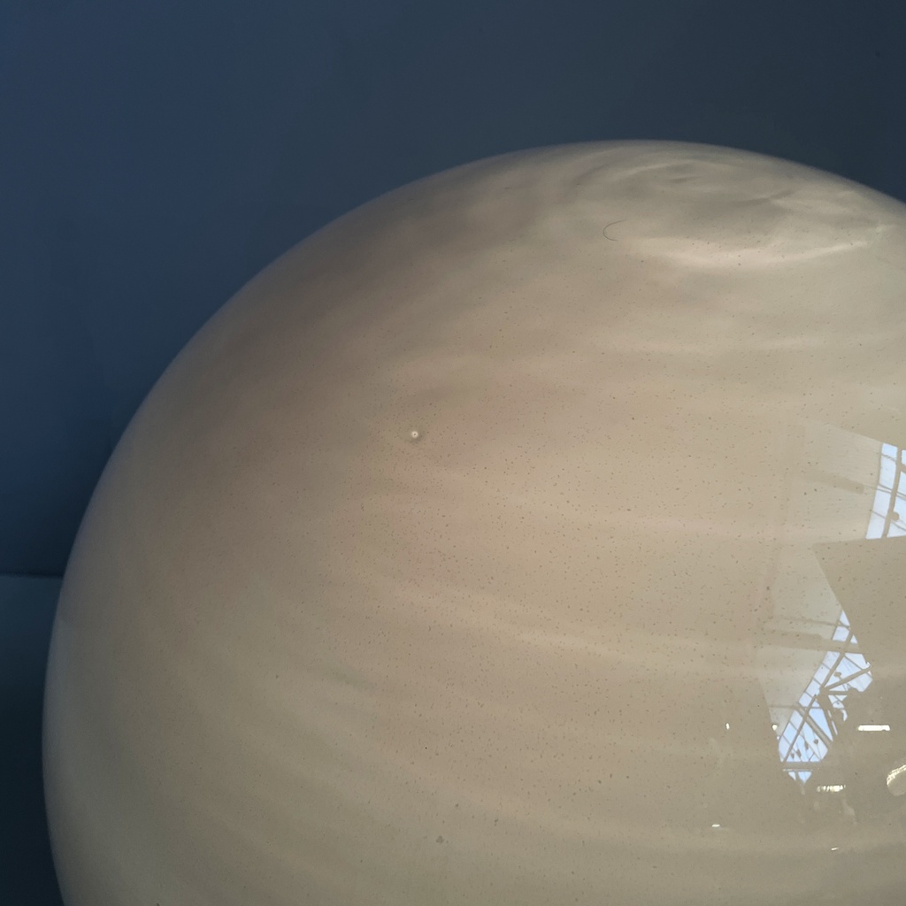 Lampada da tavolo in vetro e acciaio, 1970 ca.