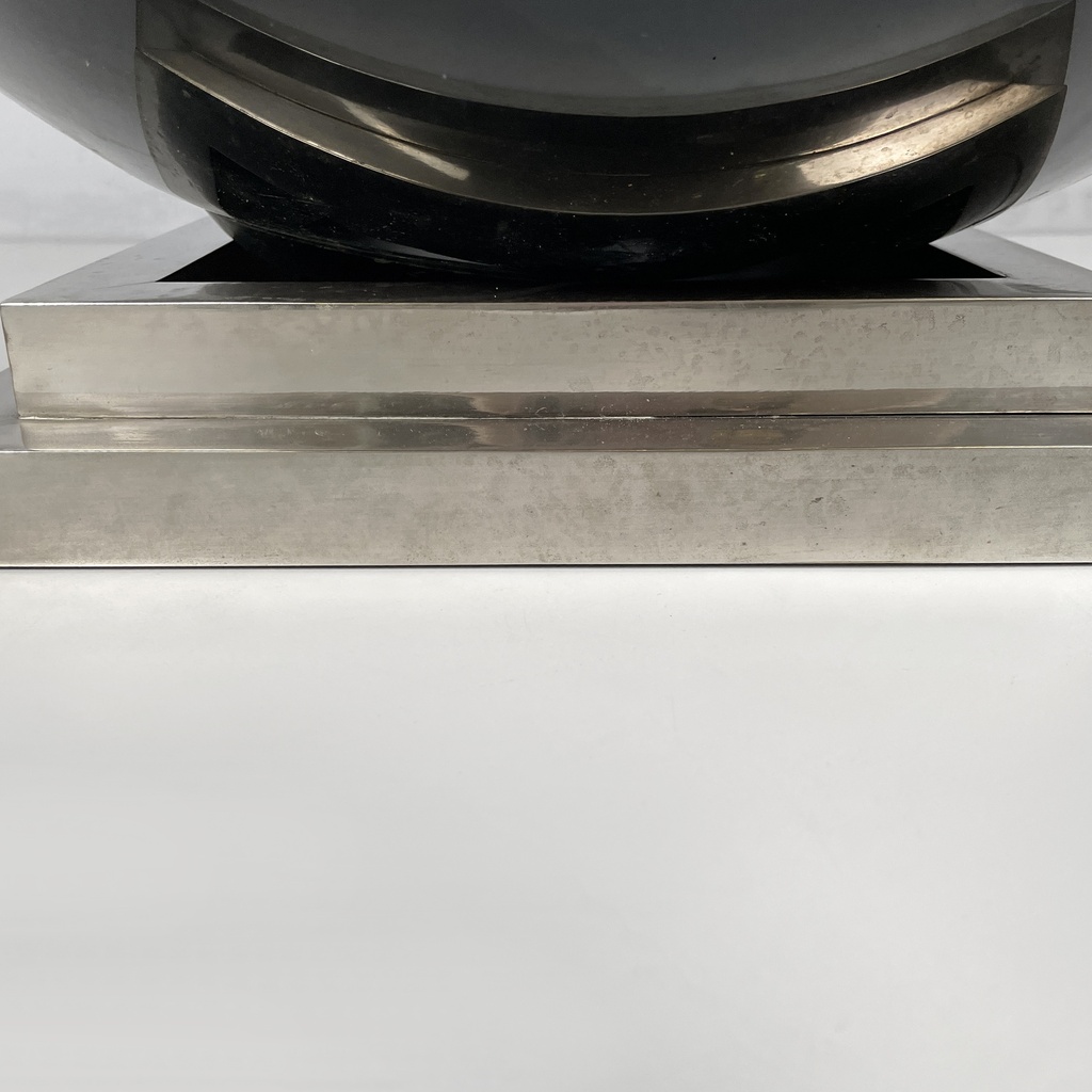 Lampada da tavolo in vetro e acciaio, 1970 ca.