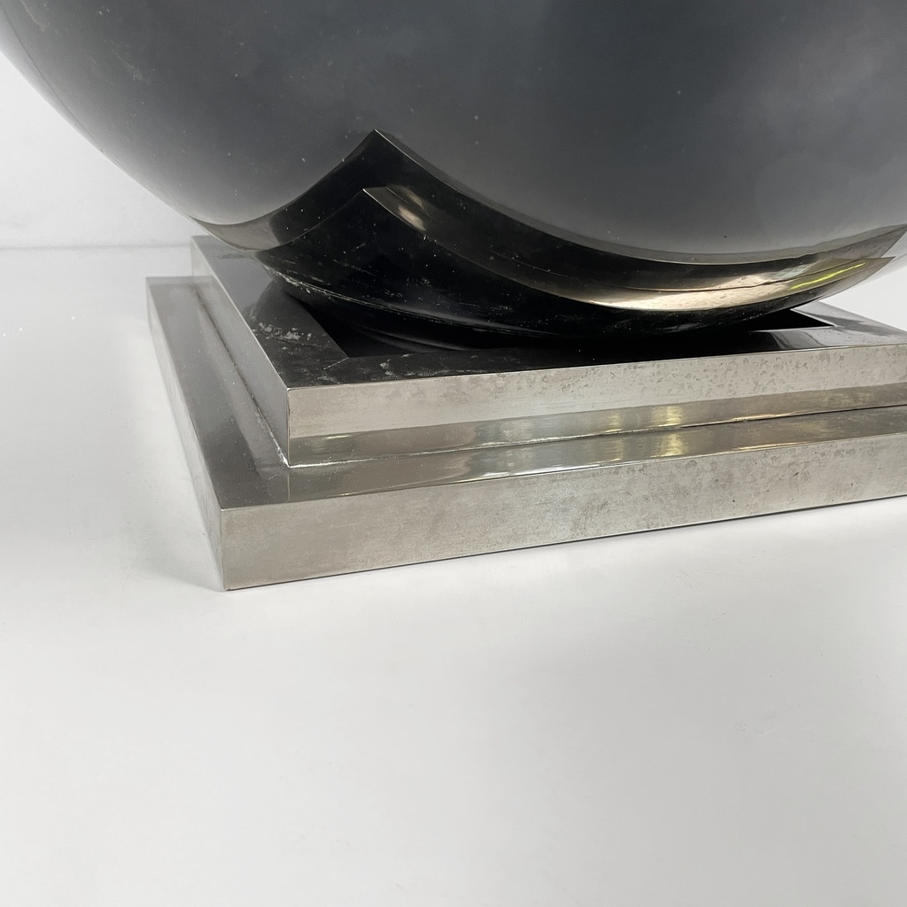 Lampada da tavolo in vetro e acciaio, 1970 ca.