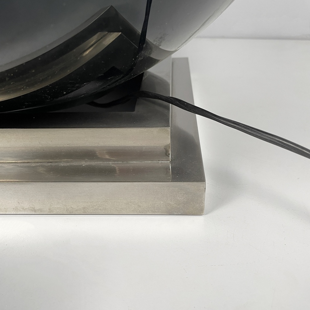 Lampada da tavolo in vetro e acciaio, 1970 ca.