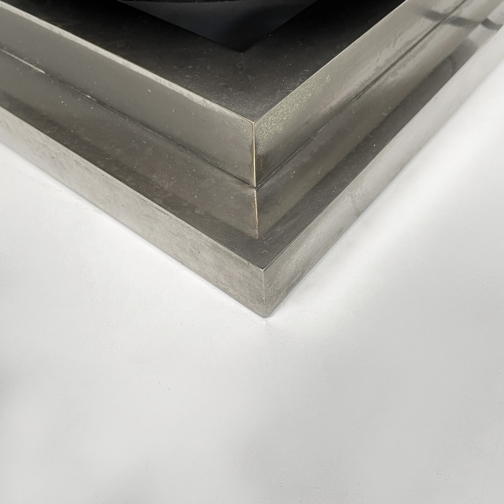 Lampada da tavolo in vetro e acciaio, 1970 ca.