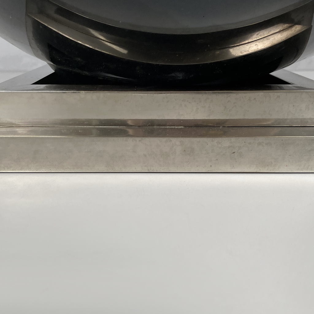 Lampada da tavolo in vetro e acciaio, 1970 ca.