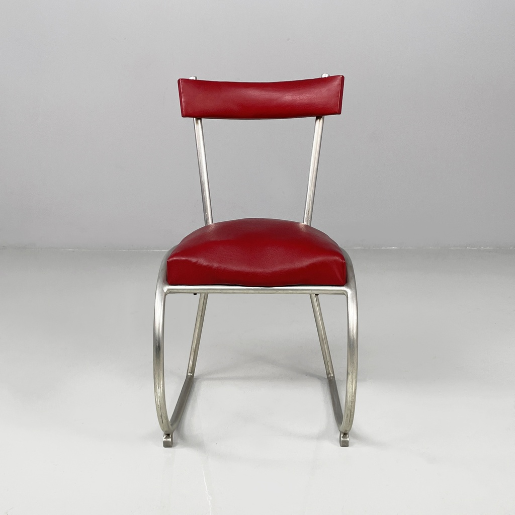 Sedie in sky rossa e metallo, 1930 ca.