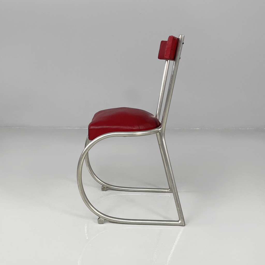 Sedie in sky rossa e metallo, 1930 ca.