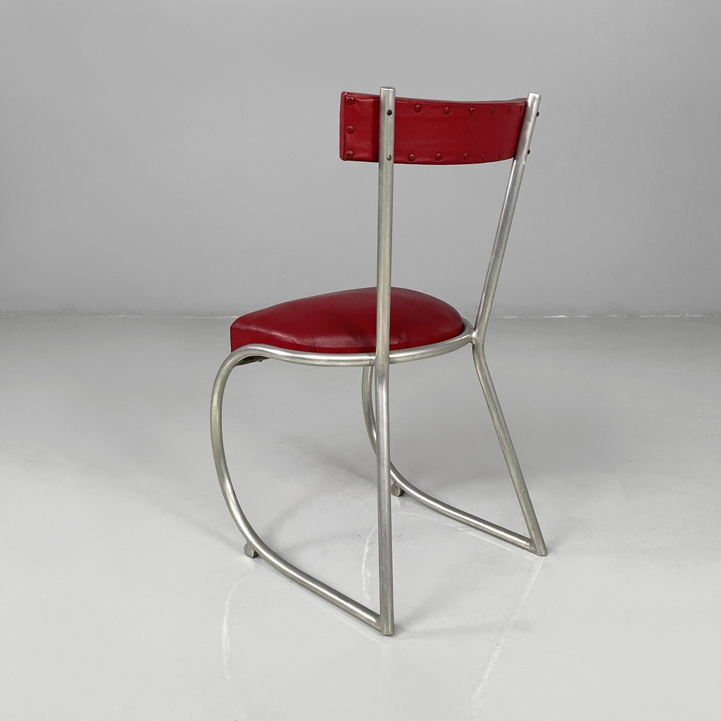 Sedie in sky rossa e metallo, 1930 ca.
