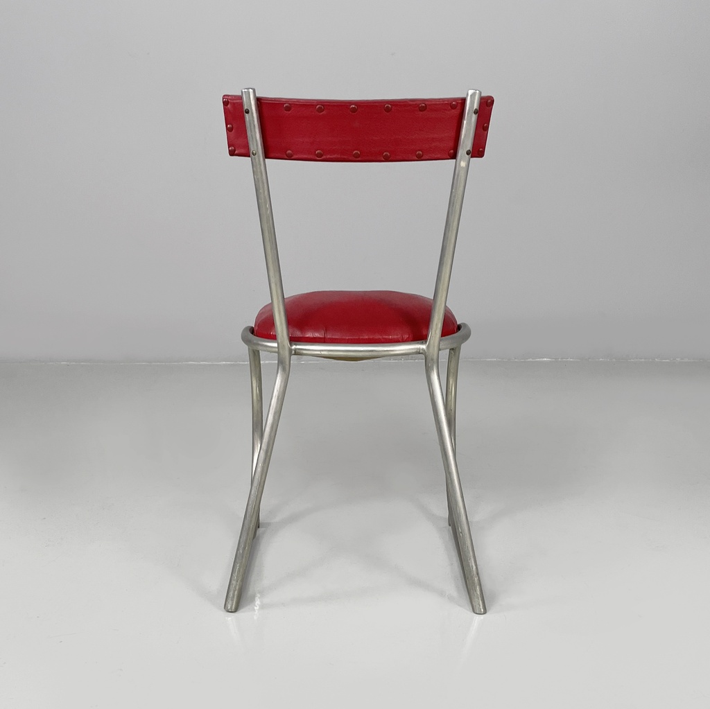 Sedie in sky rossa e metallo, 1930 ca.