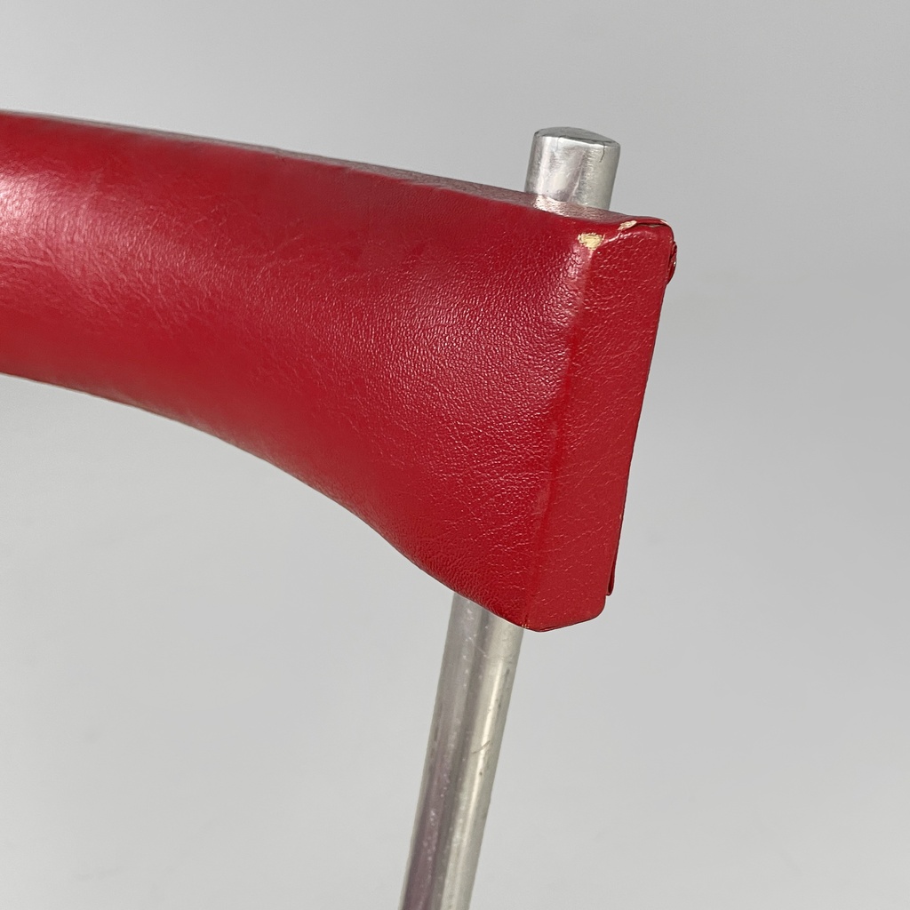 Sedie in sky rossa e metallo, 1930 ca.