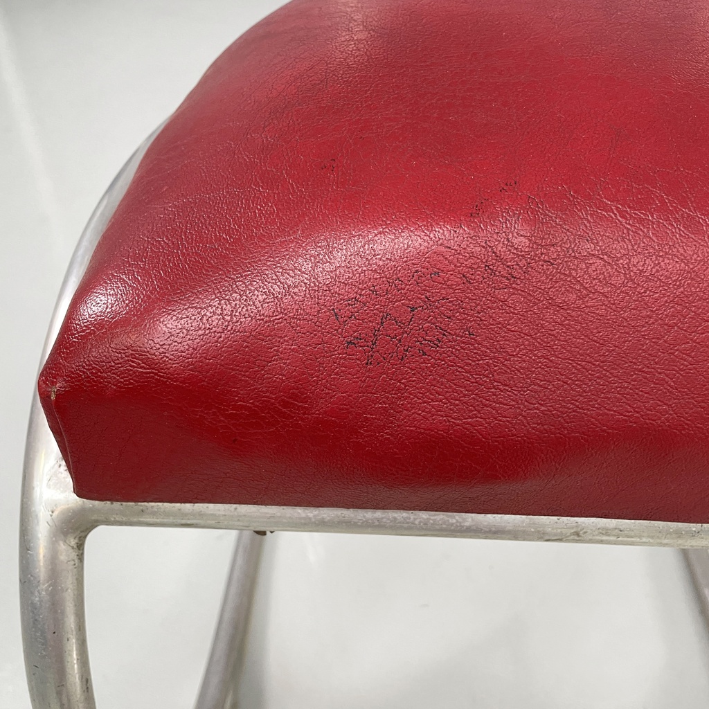 Sedie in sky rossa e metallo, 1930 ca.