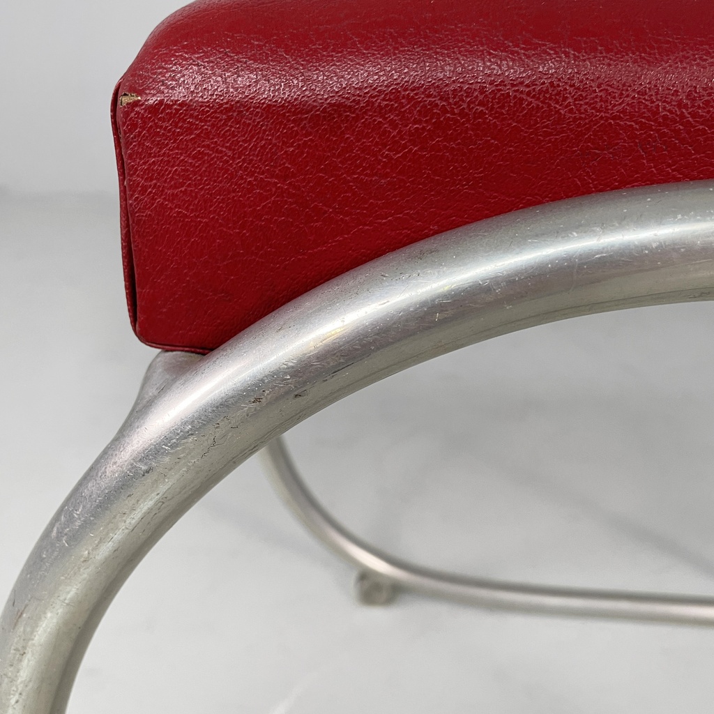 Sedie in sky rossa e metallo, 1930 ca.