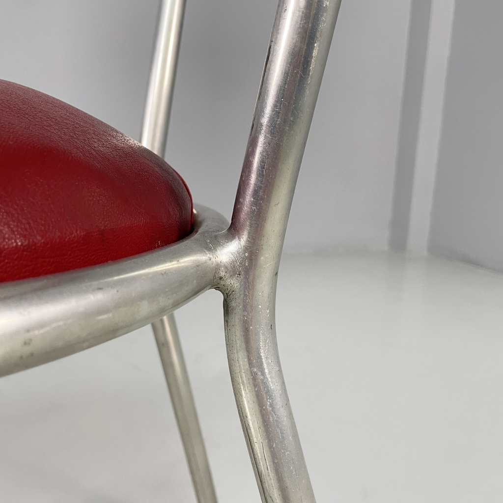 Sedie in sky rossa e metallo, 1930 ca.