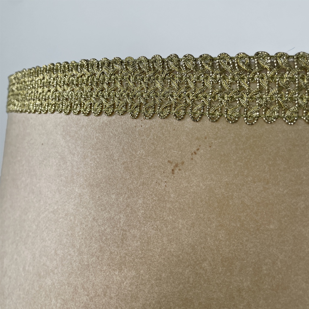 Lampada da terra in velluto e ottone, 1940 ca.