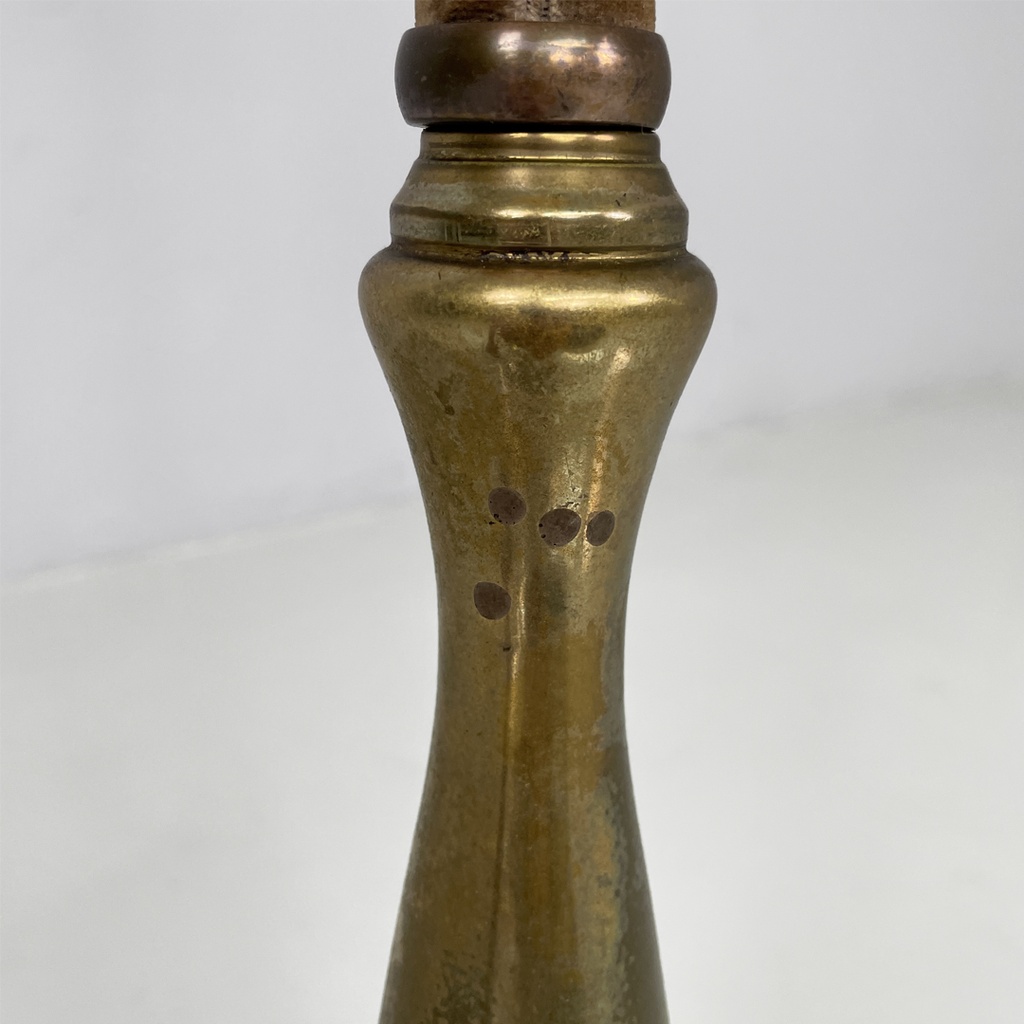 Lampada da terra in velluto e ottone, 1940 ca.