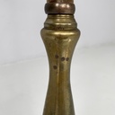 Lampada da terra in velluto e ottone, 1940 ca.