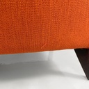 Poltrona in tessuto arancione e legno, 1950 ca.